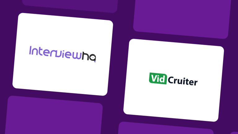 Two distinct logos displayed side by side: InterviewHQ on the left and Spark Hire on the right, showcasing their unique features, functionalities, strengths and weaknesses..